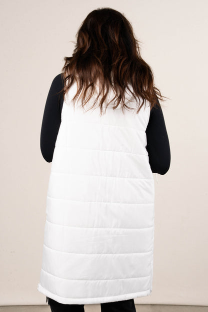 Snow Kissed Long Puffer Hooded Vest