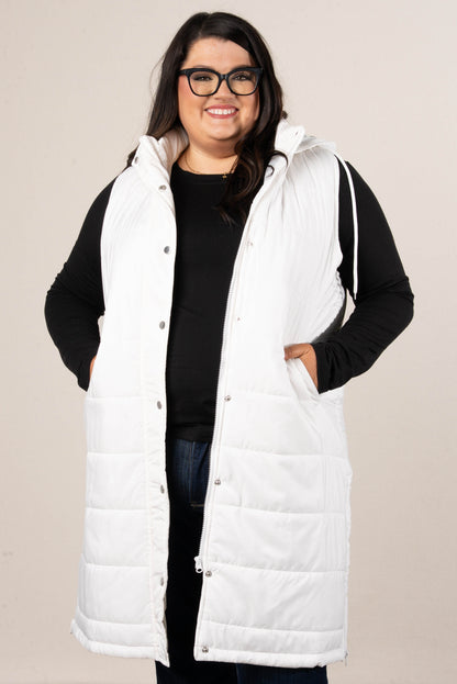 Snow Kissed Long Puffer Hooded Vest