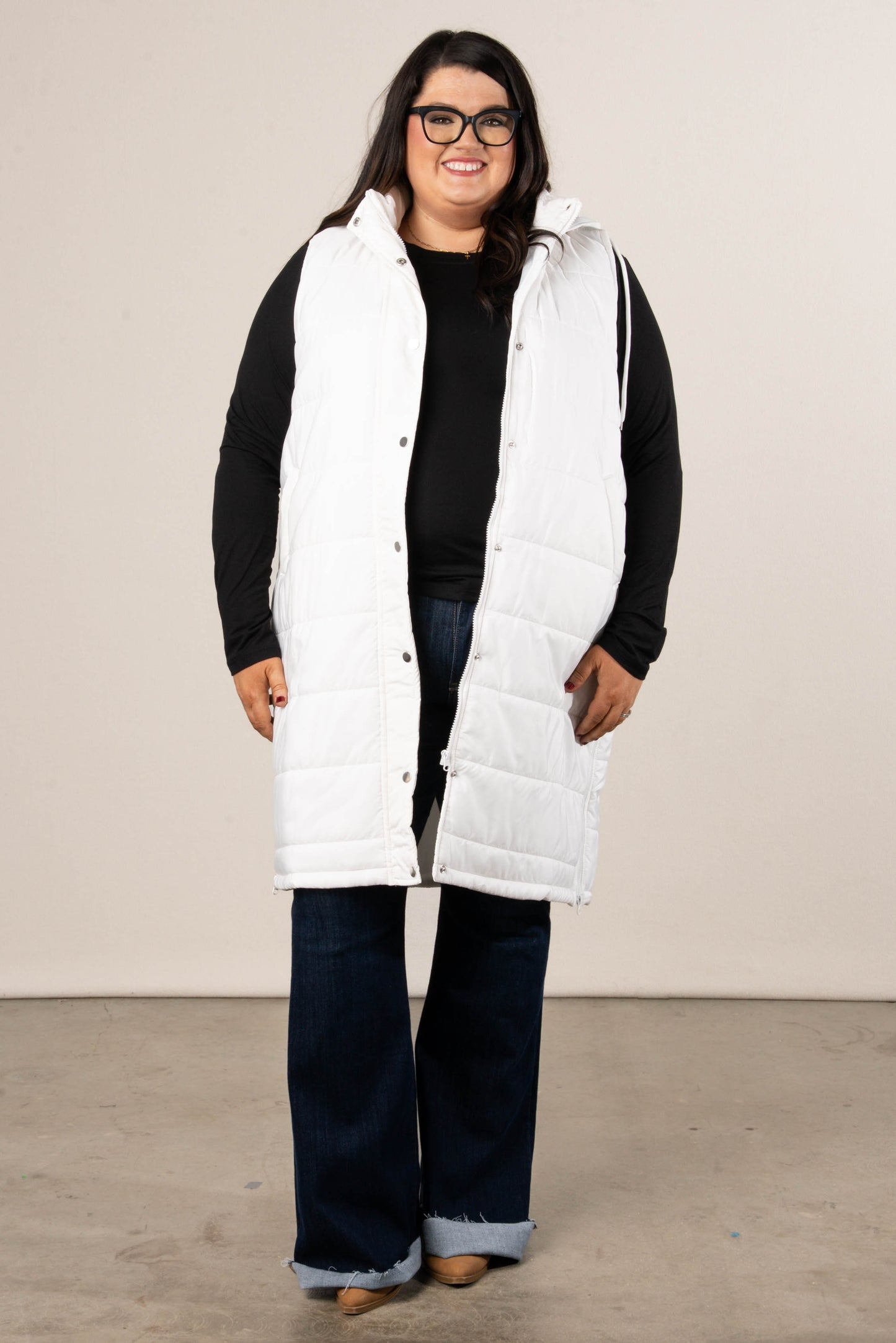 Snow Kissed Long Puffer Hooded Vest