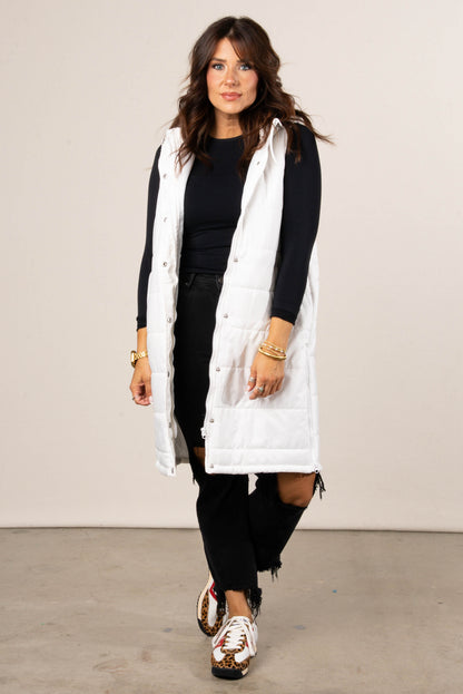 Snow Kissed Long Puffer Hooded Vest