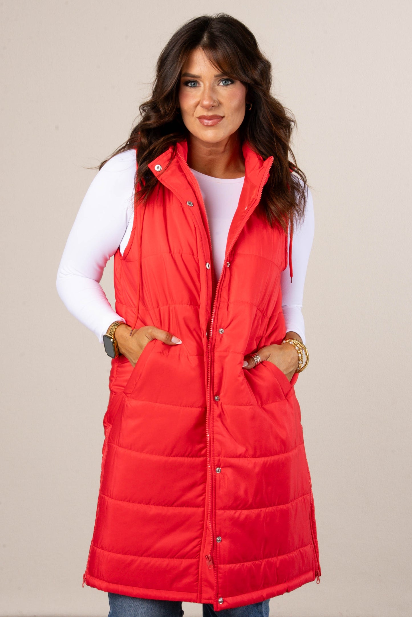 Snow Kissed Long Puffer Hooded Vest