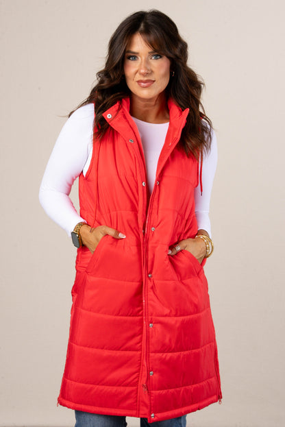Snow Kissed Long Puffer Hooded Vest