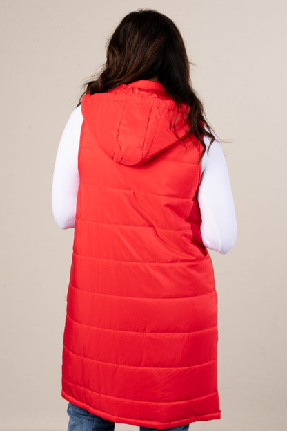 Snow Kissed Long Puffer Hooded Vest