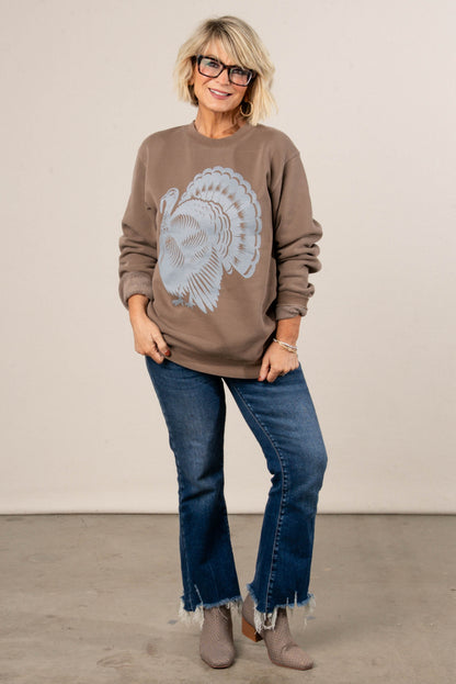 Distressed Turkey Graphic Sweatshirt