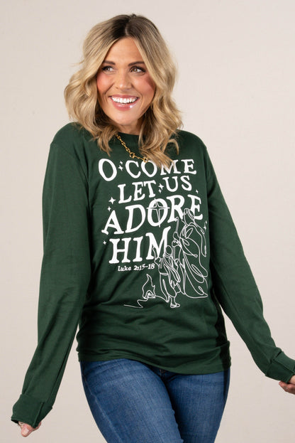 O Come Let Us Adore Him Long Sleeve Graphic Tee