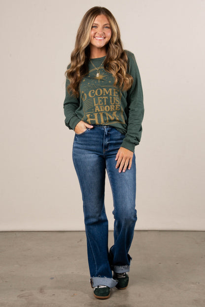 O Come Let Us Adore Him Long Sleeve Graphic Tee
