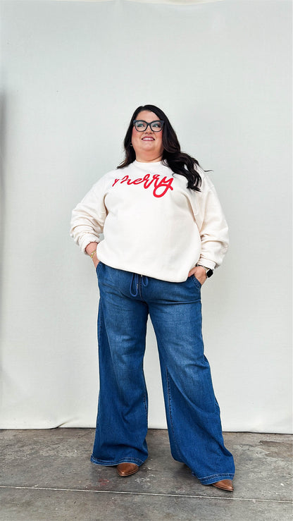 Risen Denim | Lennox Mid Rise Wide Leg Pull On Jeans