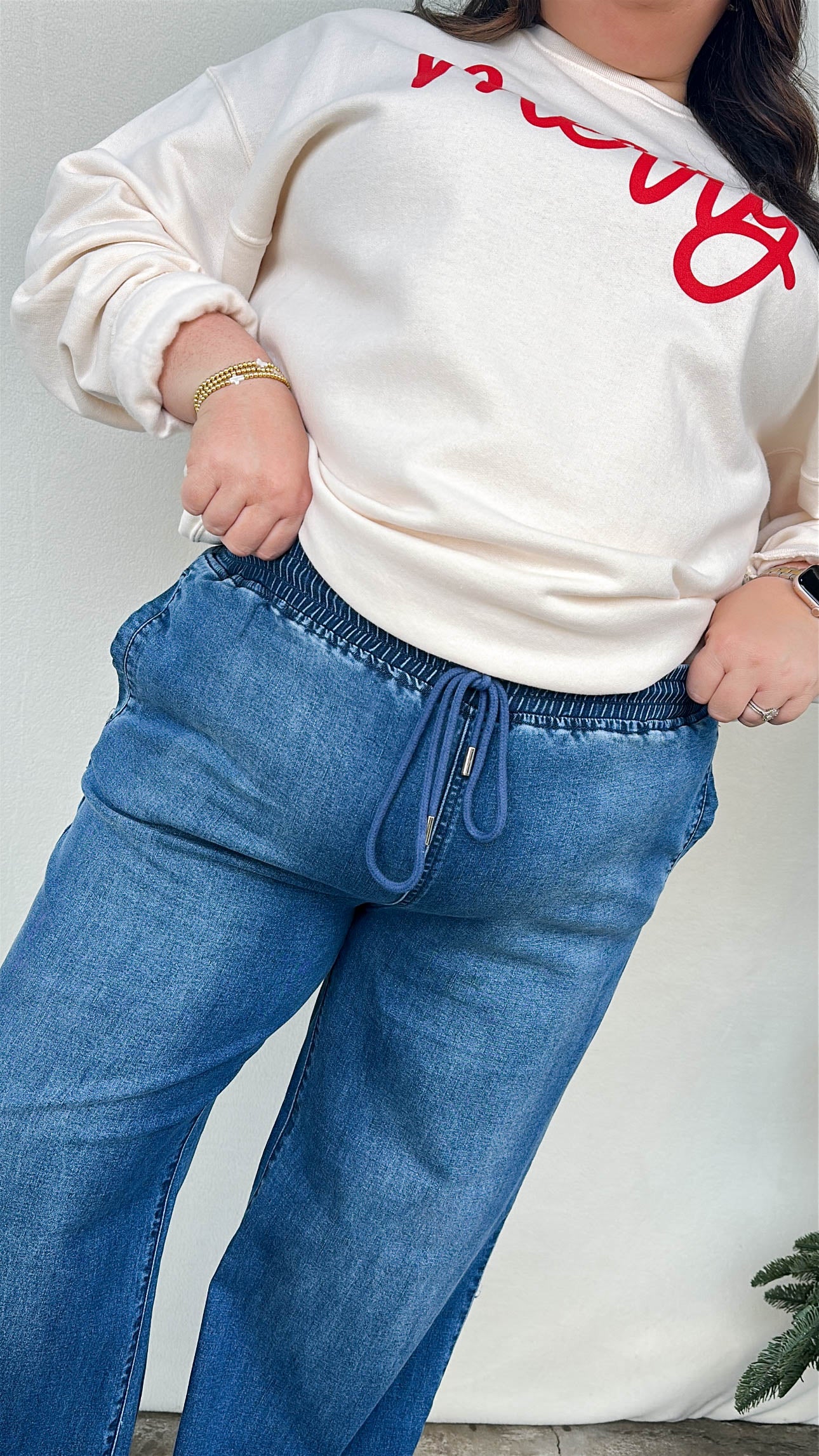 Risen Denim | Lennox Mid Rise Wide Leg Pull On Jeans