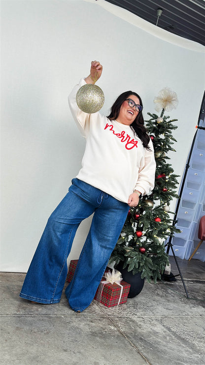 Risen Denim | Lennox Mid Rise Wide Leg Pull On Jeans