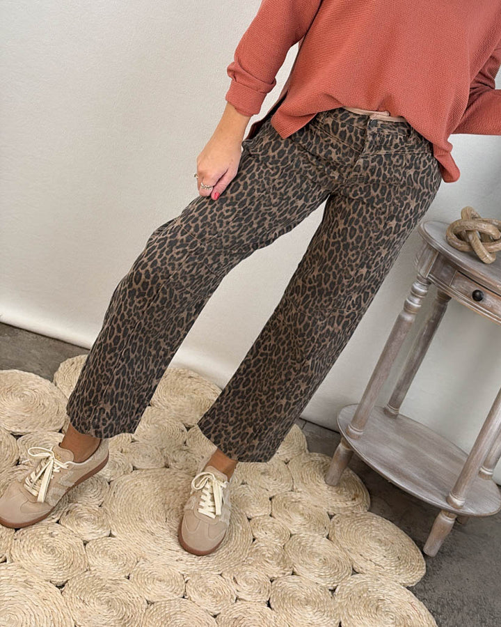 Risen Denim | Carmine Leopard Mid Rise Crop Jeans