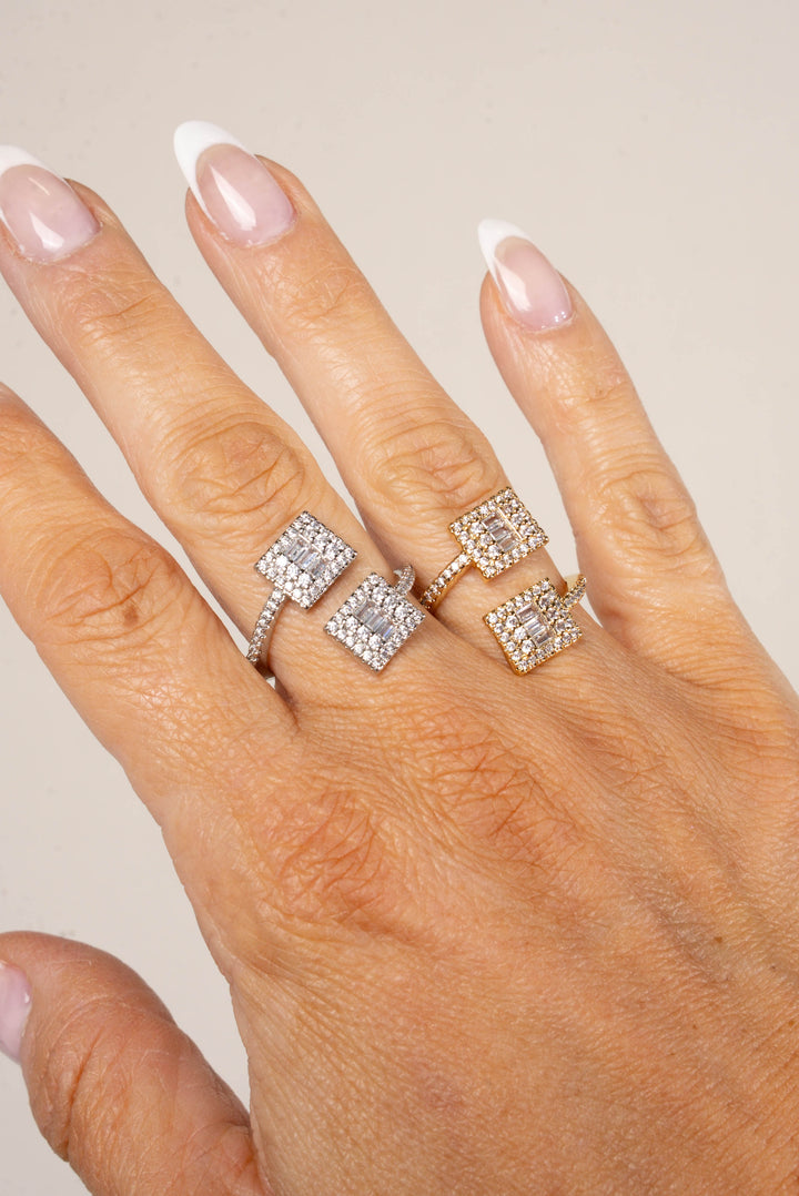 Treasure Jewels | Square Crystal Double Ring