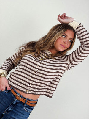 Slope Side Striped Sweater Cardigan