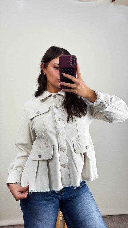 Baylor Washed Corduroy Peplum Jacket