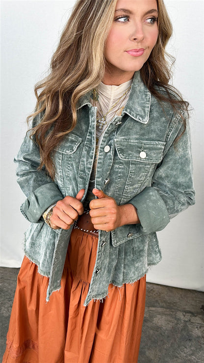 Baylor Washed Corduroy Peplum Jacket