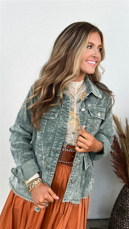 Baylor Washed Corduroy Peplum Jacket