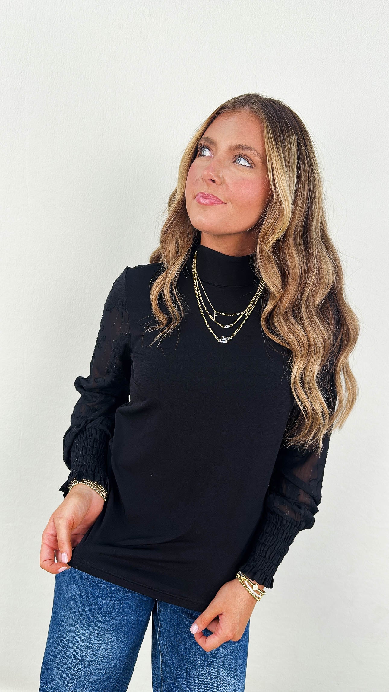 Elegant Ease Lace Sleeve Top