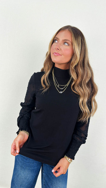 Elegant Ease Lace Sleeve Top