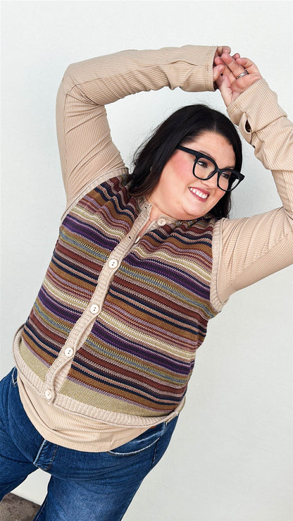 The Mod Colorful Striped Sweater Vest