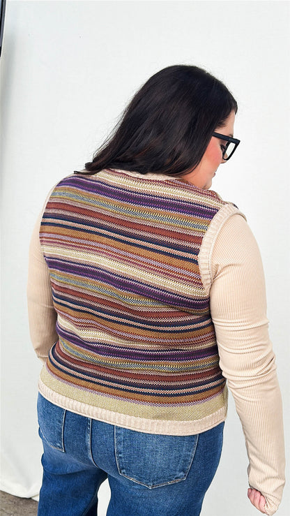 The Mod Colorful Striped Sweater Vest
