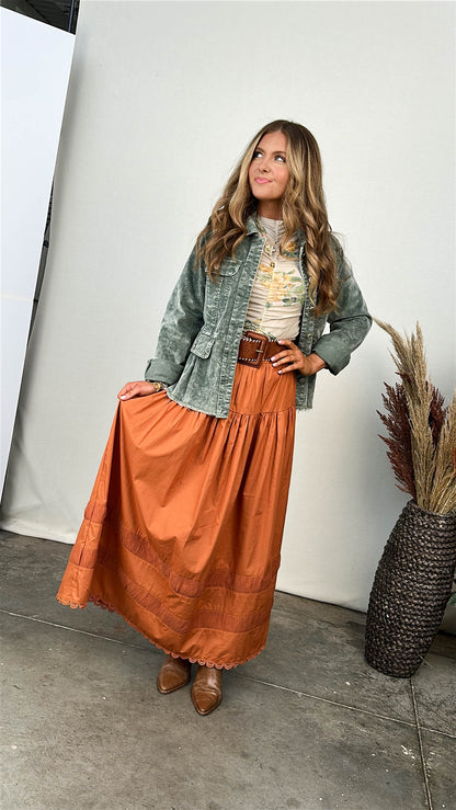 Boho Charm Tiered Midi Skirt