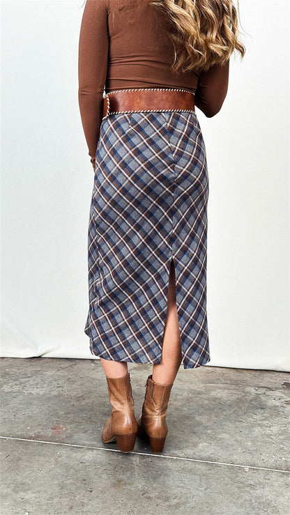 The Bonnie Plaid Midi Skirt