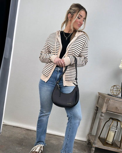 Clover Striped Zip Up Hooded Sweater