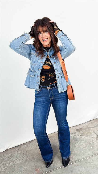 Avalon Washed Denim Peplum Jacket