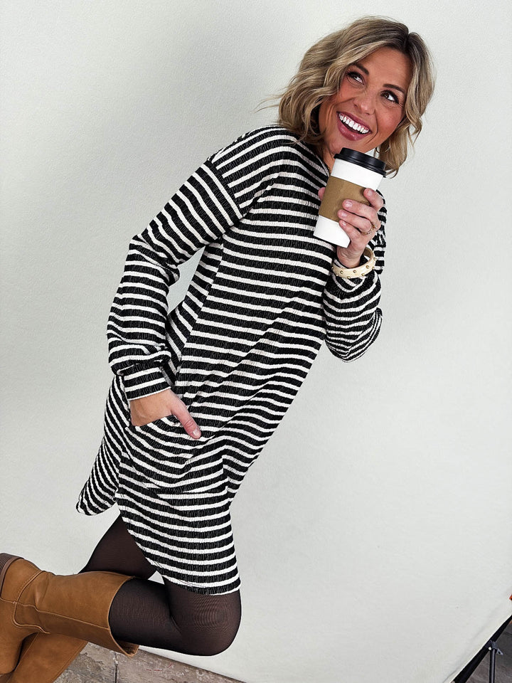 Skyline Textured Stripe Drop Shoulder Dress