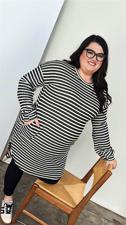 Skyline Textured Stripe Drop Shoulder Dress