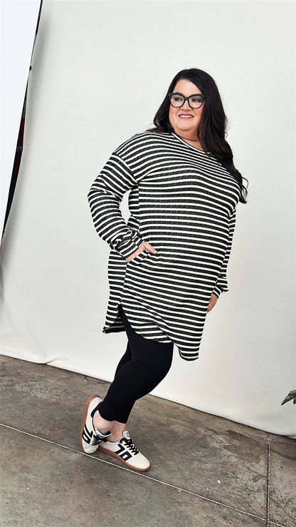 Skyline Textured Stripe Drop Shoulder Dress