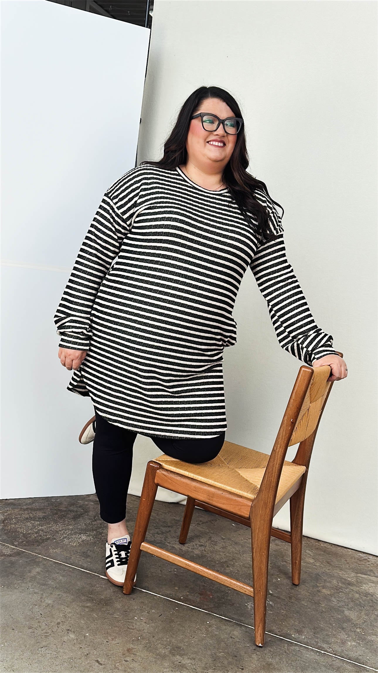 Skyline Textured Stripe Drop Shoulder Dress