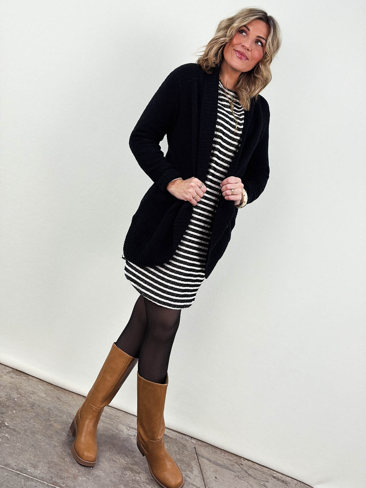 Skyline Textured Stripe Drop Shoulder Dress