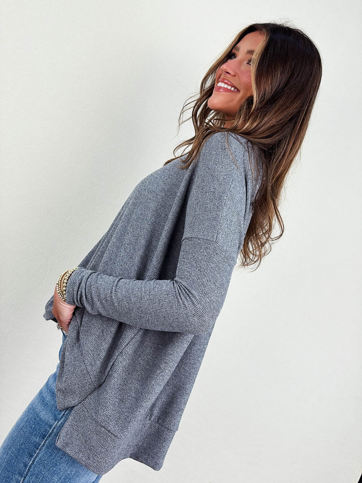 Dinner In Fine Ribbed Front Seam Top