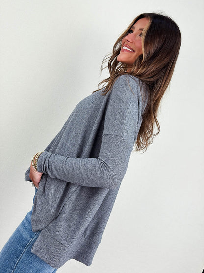 Dinner In Fine Ribbed Front Seam Top