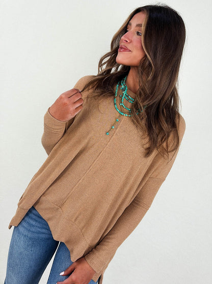 Dinner In Fine Ribbed Front Seam Top