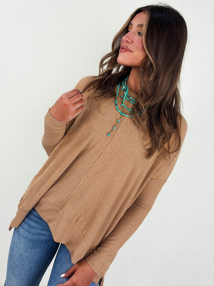 Dinner In Fine Ribbed Front Seam Top