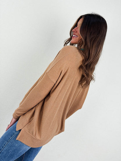 Dinner In Fine Ribbed Front Seam Top