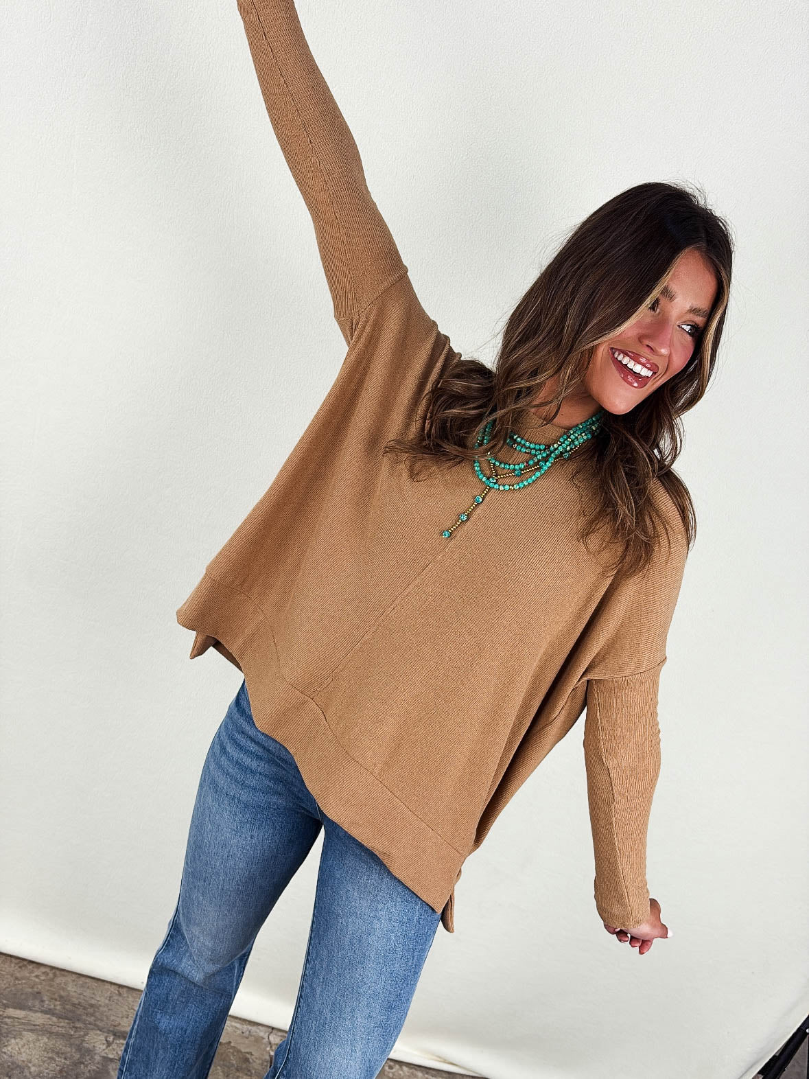 Dinner In Fine Ribbed Front Seam Top