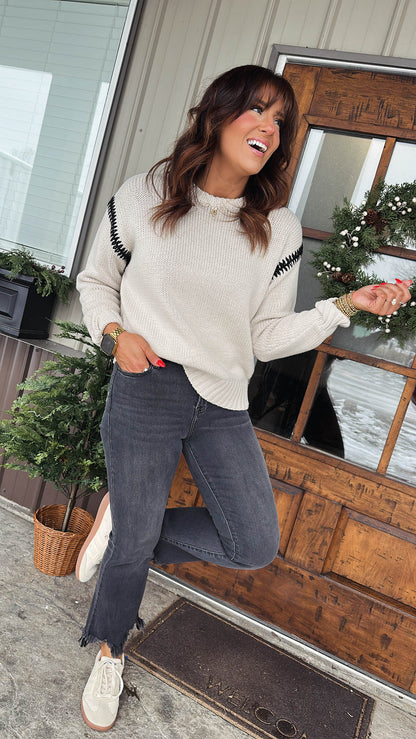 Cherish Contrast Stitch Sweater
