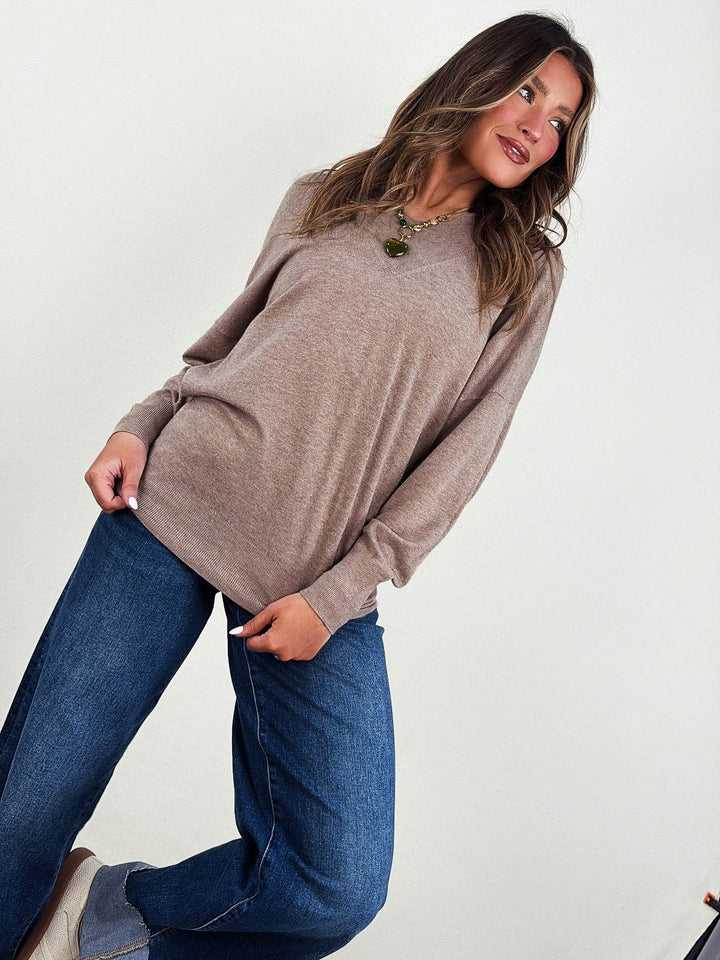 Lean On Me Deep V-Neck Sweater