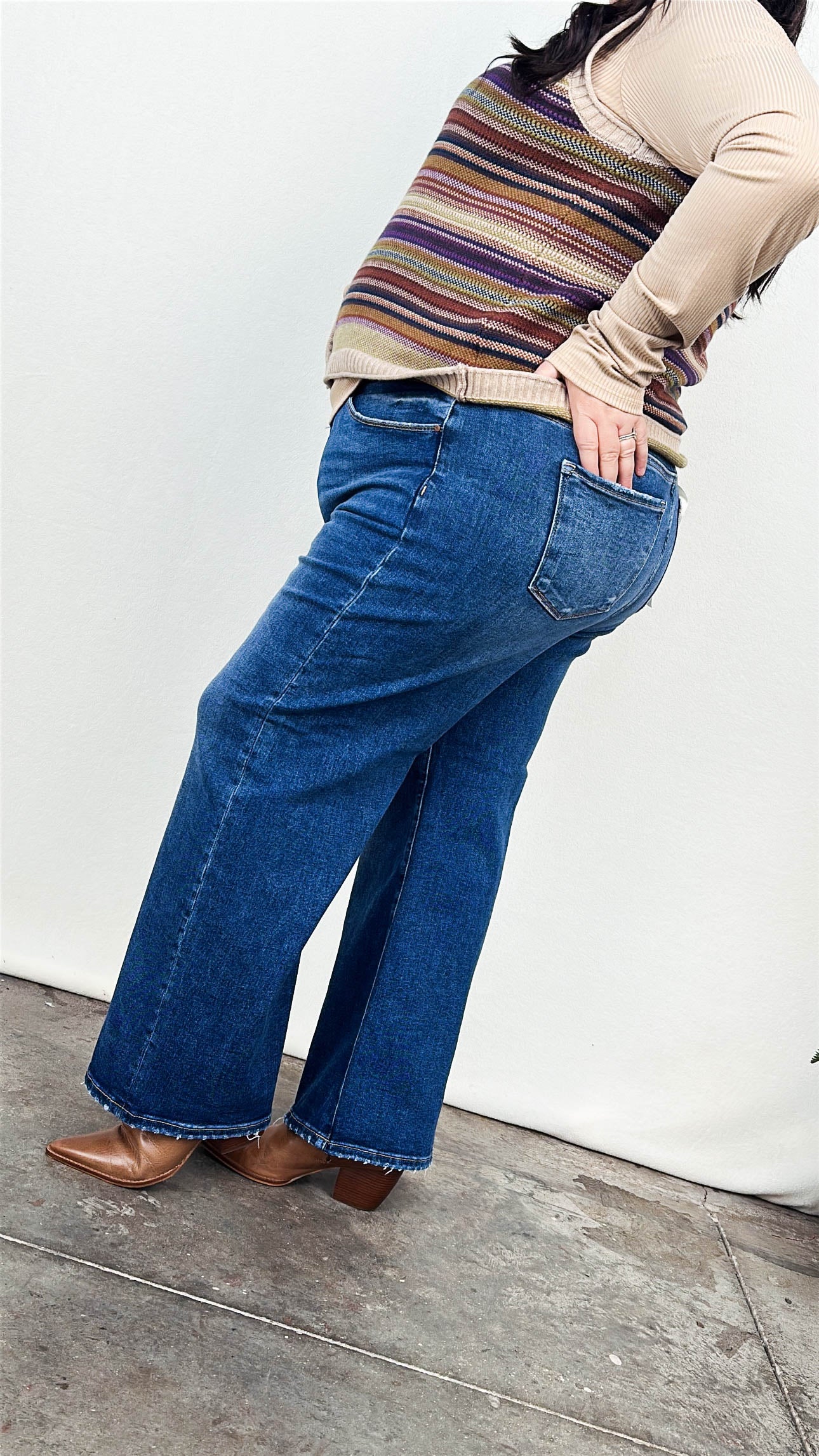 Risen Denim | Bobbie High Rise Tummy Control Crop Wide Leg Jeans