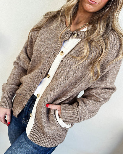 Ivy League Contrast Trim Sweater Cardigan