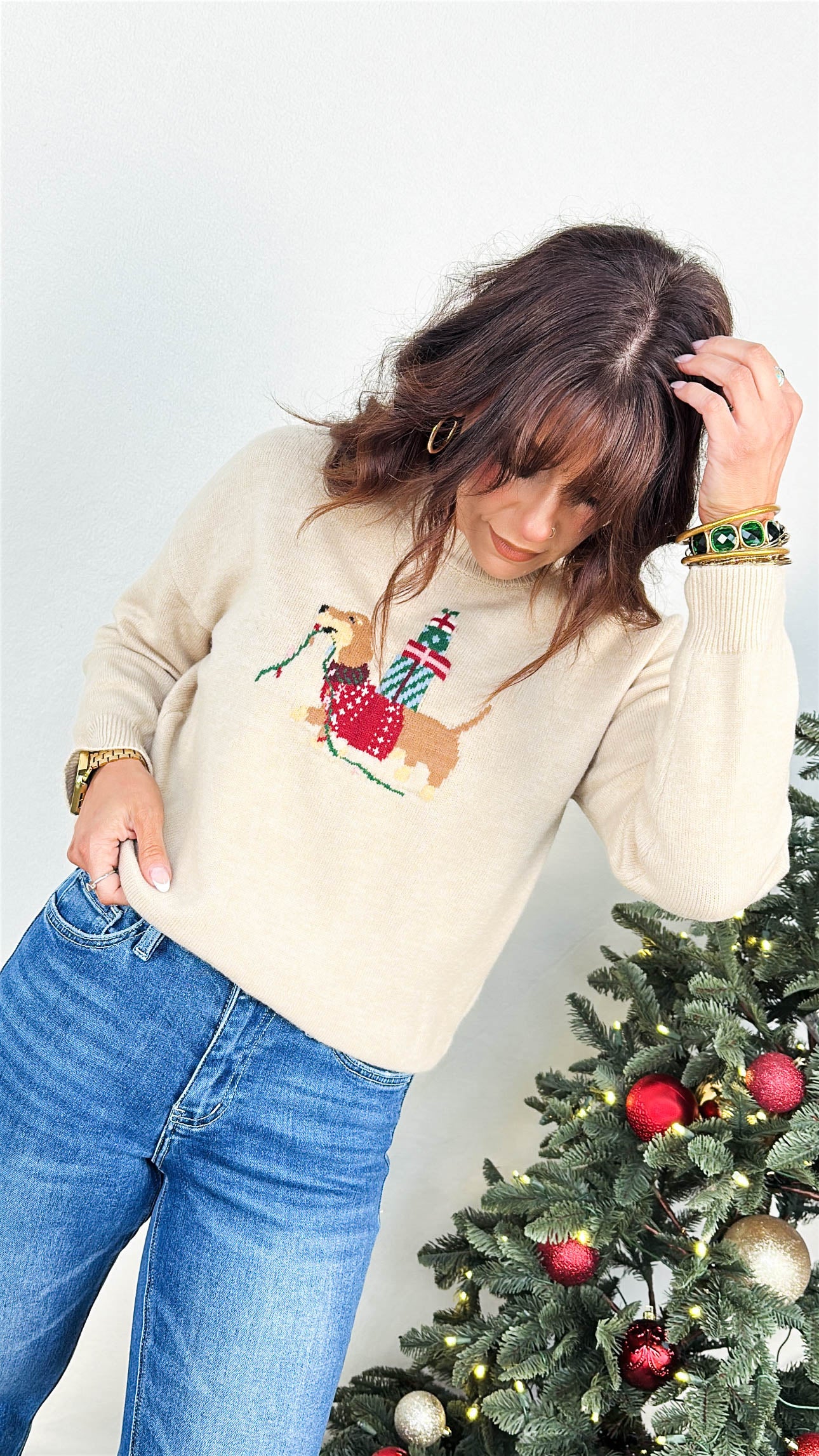 Christmas Dog Graphic Knit Sweater