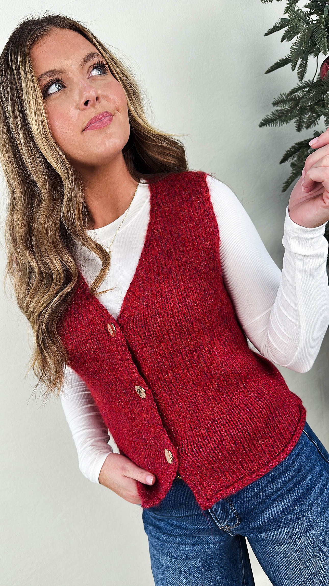 Holiday Best Lurex Knit Sweater Vest