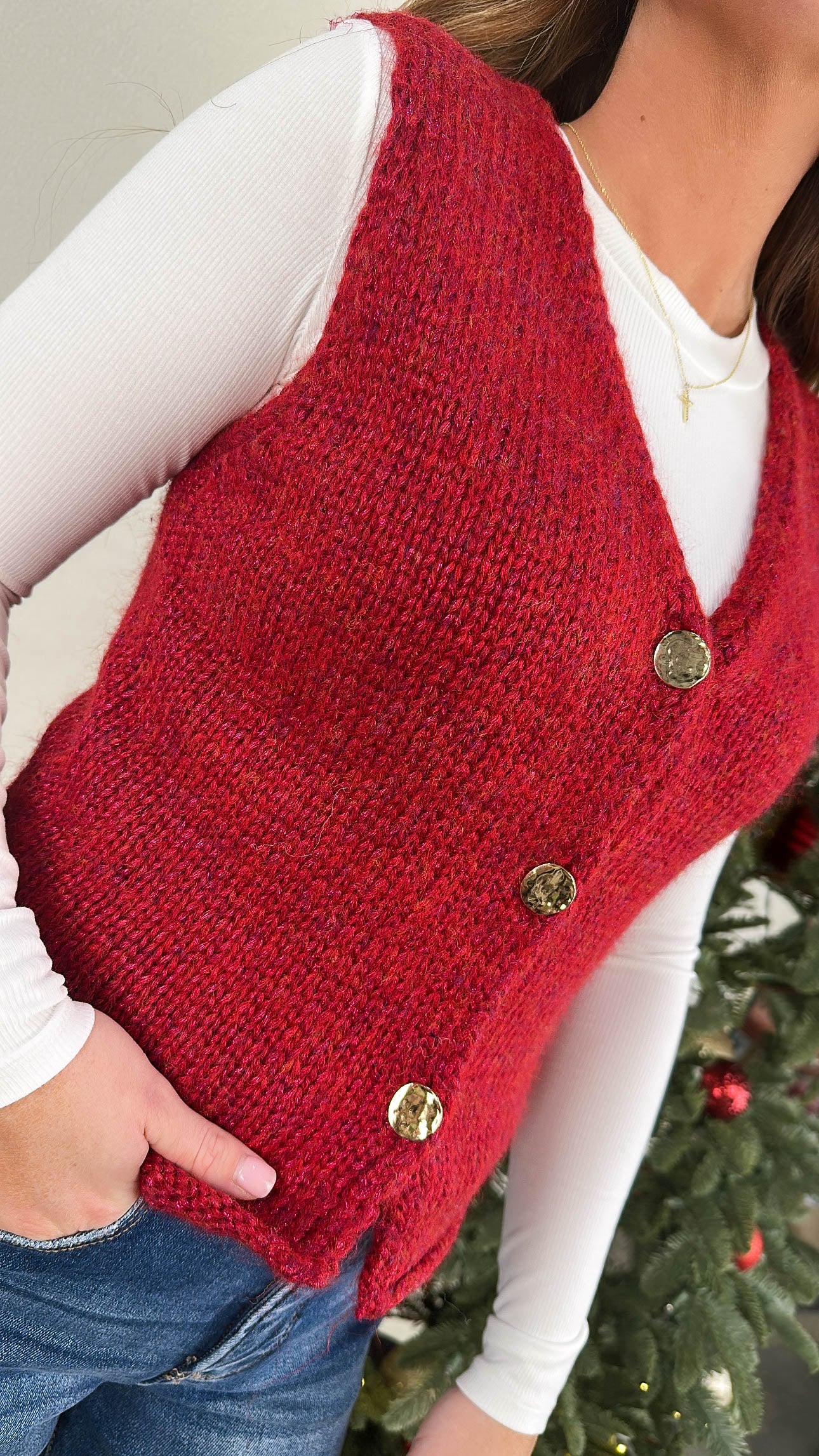 Holiday Best Lurex Knit Sweater Vest