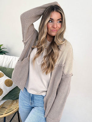 Take Comfort Mixed Knit Open Front Cardigan
