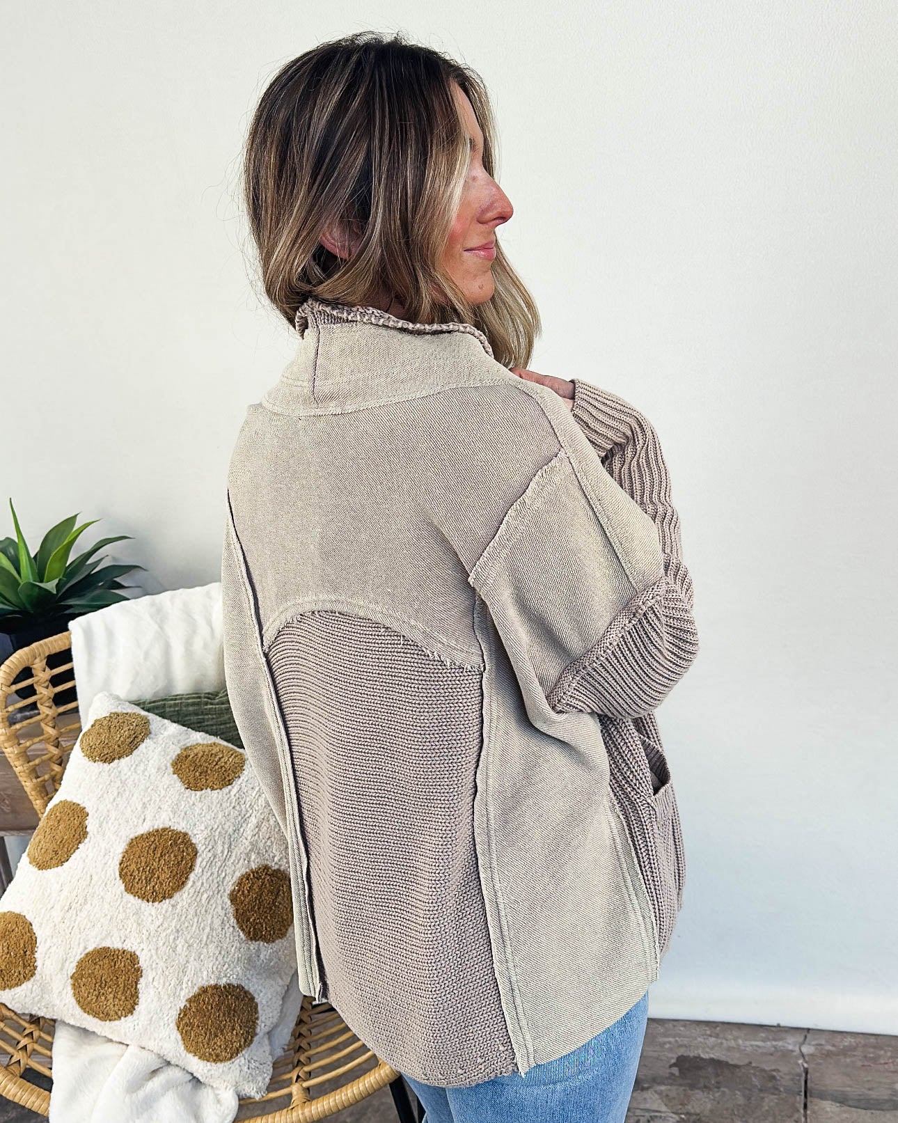 Take Comfort Mixed Knit Open Front Cardigan