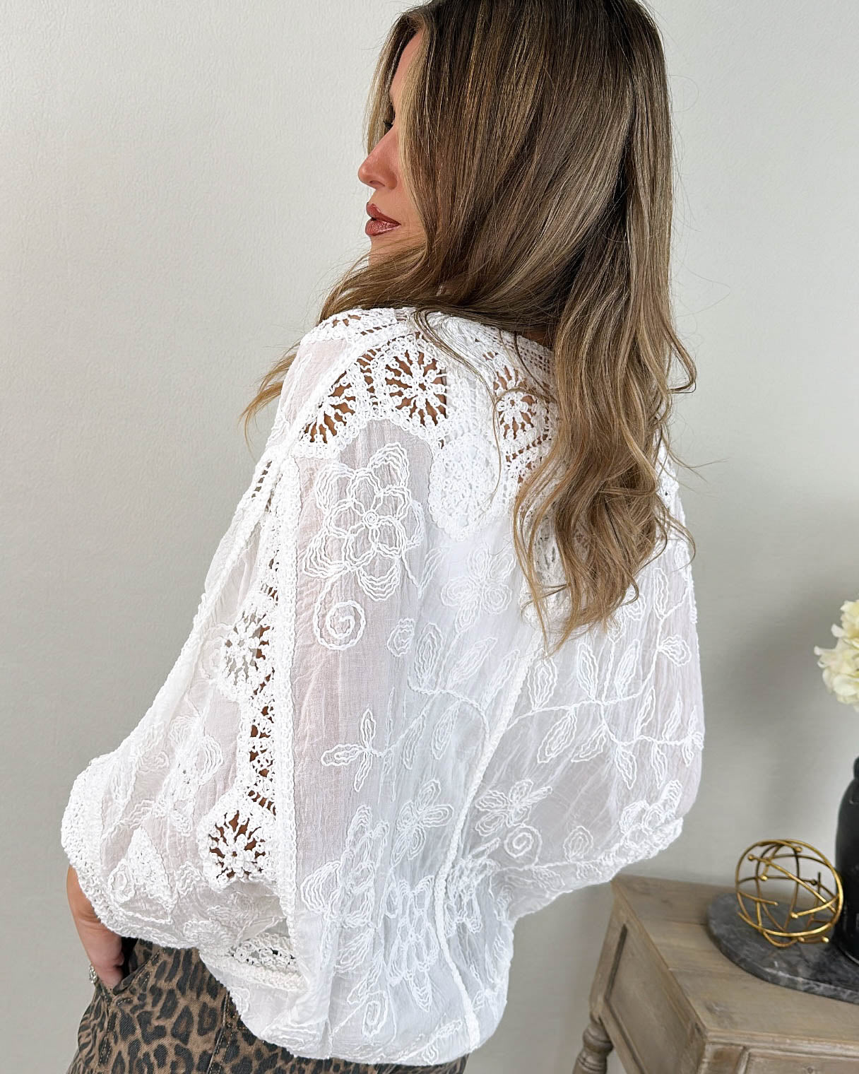 Enchanting Crocheted Lace Detail Cardigan
