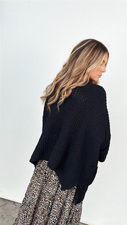 Velvet Vibes Chenille Knit Open Front Cardigan