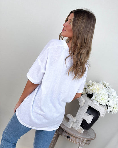 Subtle Shift Slub Knit Exposed Seam Tee